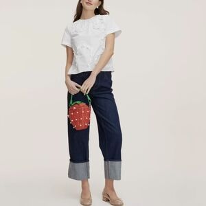 Kate Spade High Rise Straight Leg Wide Leg Cuff Jeans